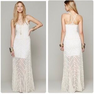 Free people meadows of lace maxi slip dress xs
